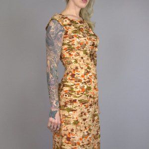 Vintage 50's Novelty Print Cocktail Dress